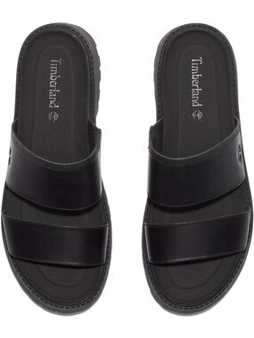Timberland Black Dual-Strap Platform Slide Sandals